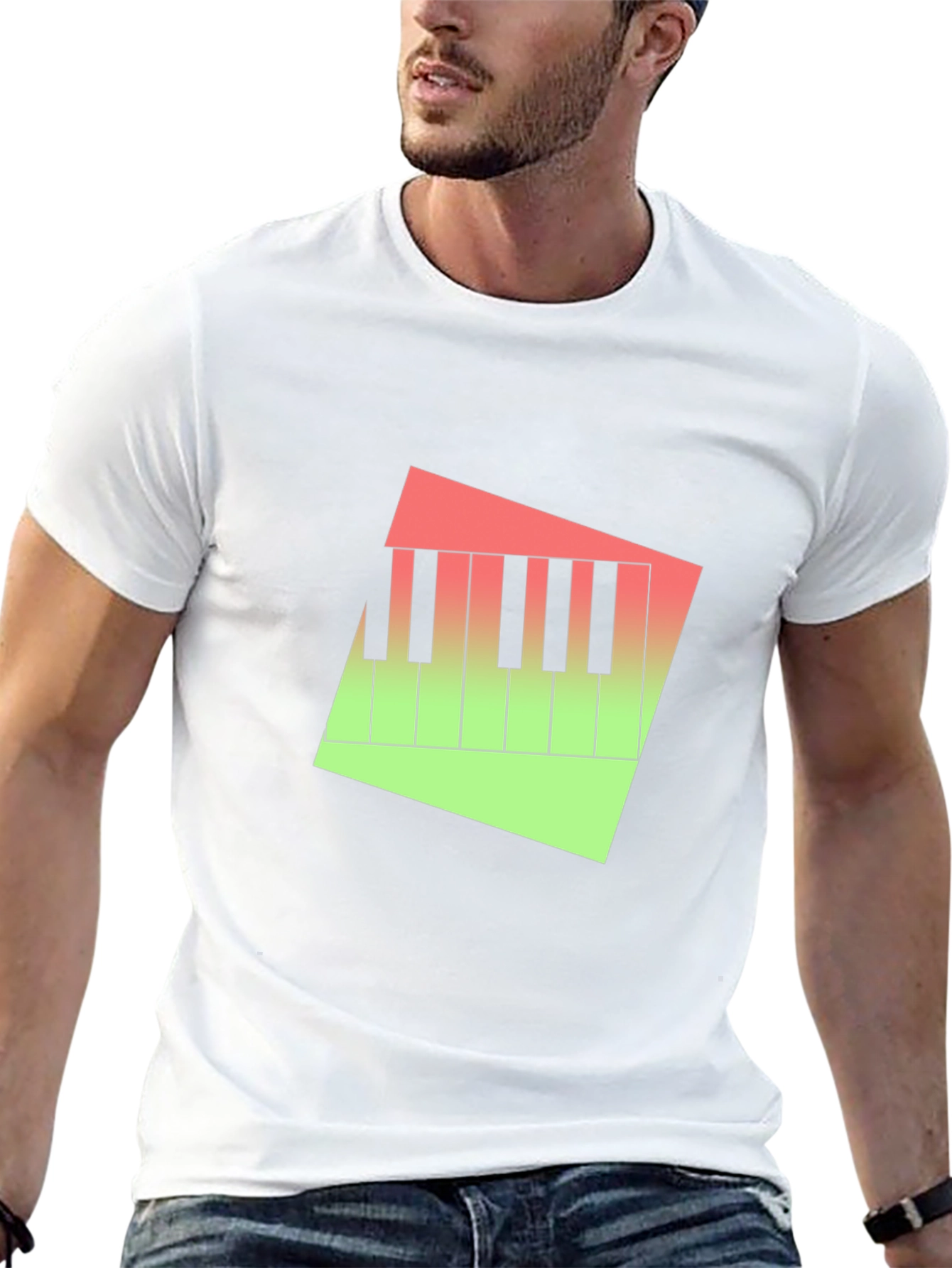 Piano Keys Graphic Tee - Modern Gradient Design