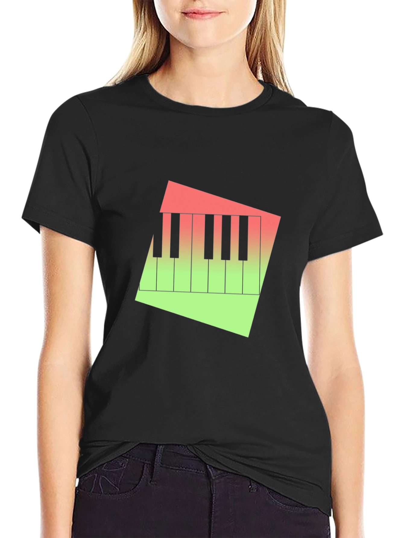 Piano Keys Graphic Tee - Modern Gradient Design