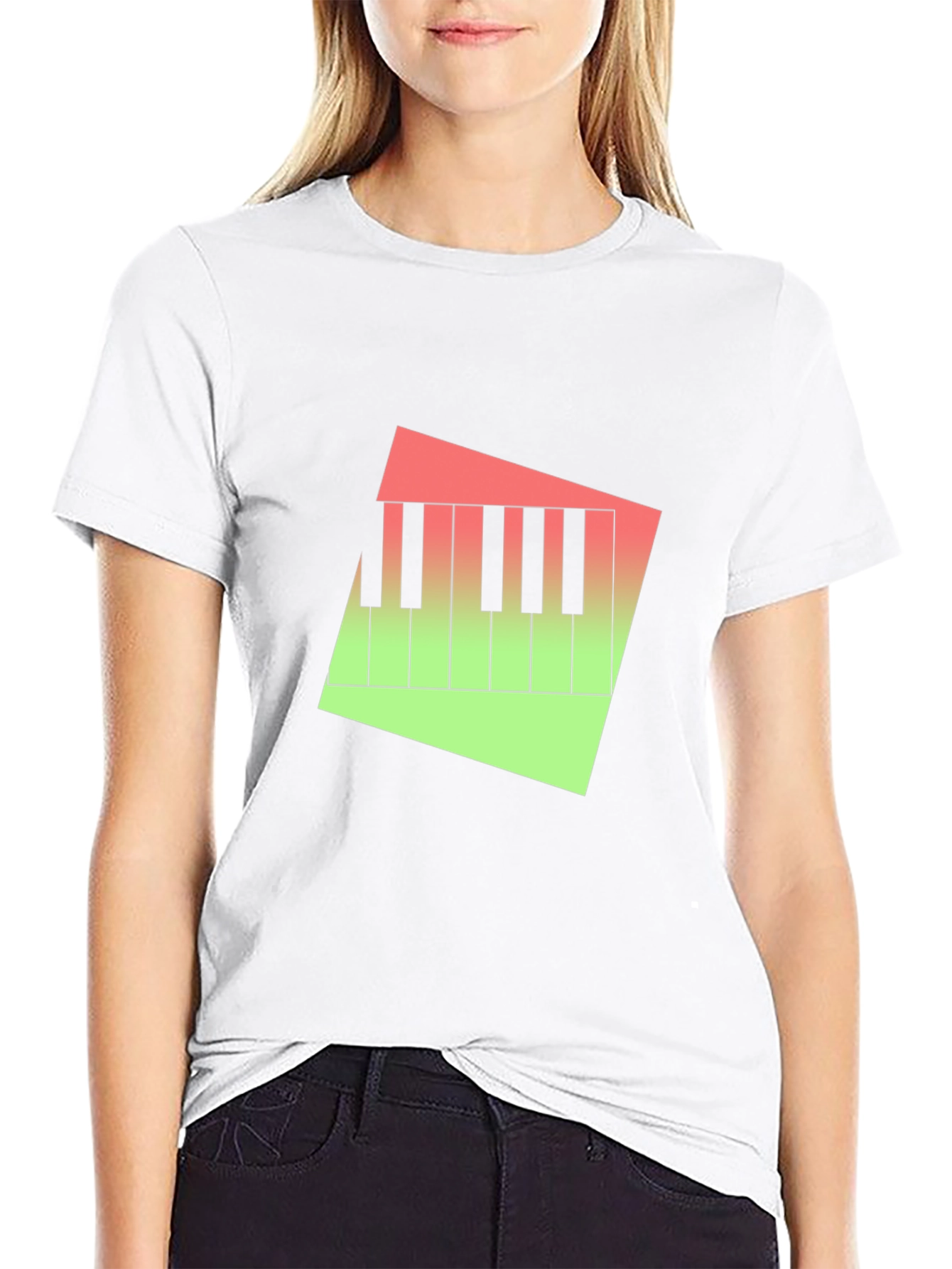 Piano Keys Graphic Tee - Modern Gradient Design