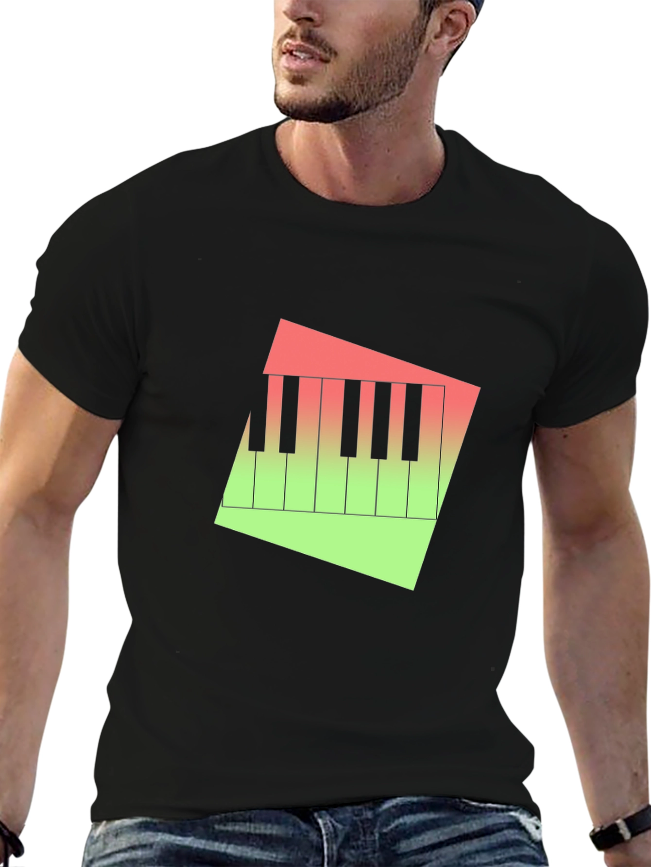Piano Keys Graphic Tee - Modern Gradient Design