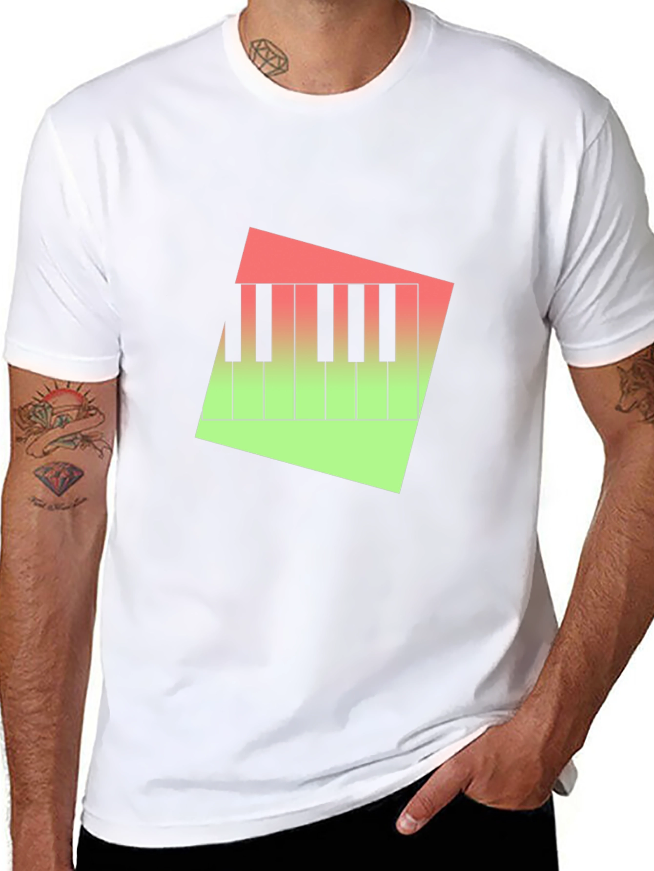 Piano Keys Graphic Tee - Modern Gradient Design