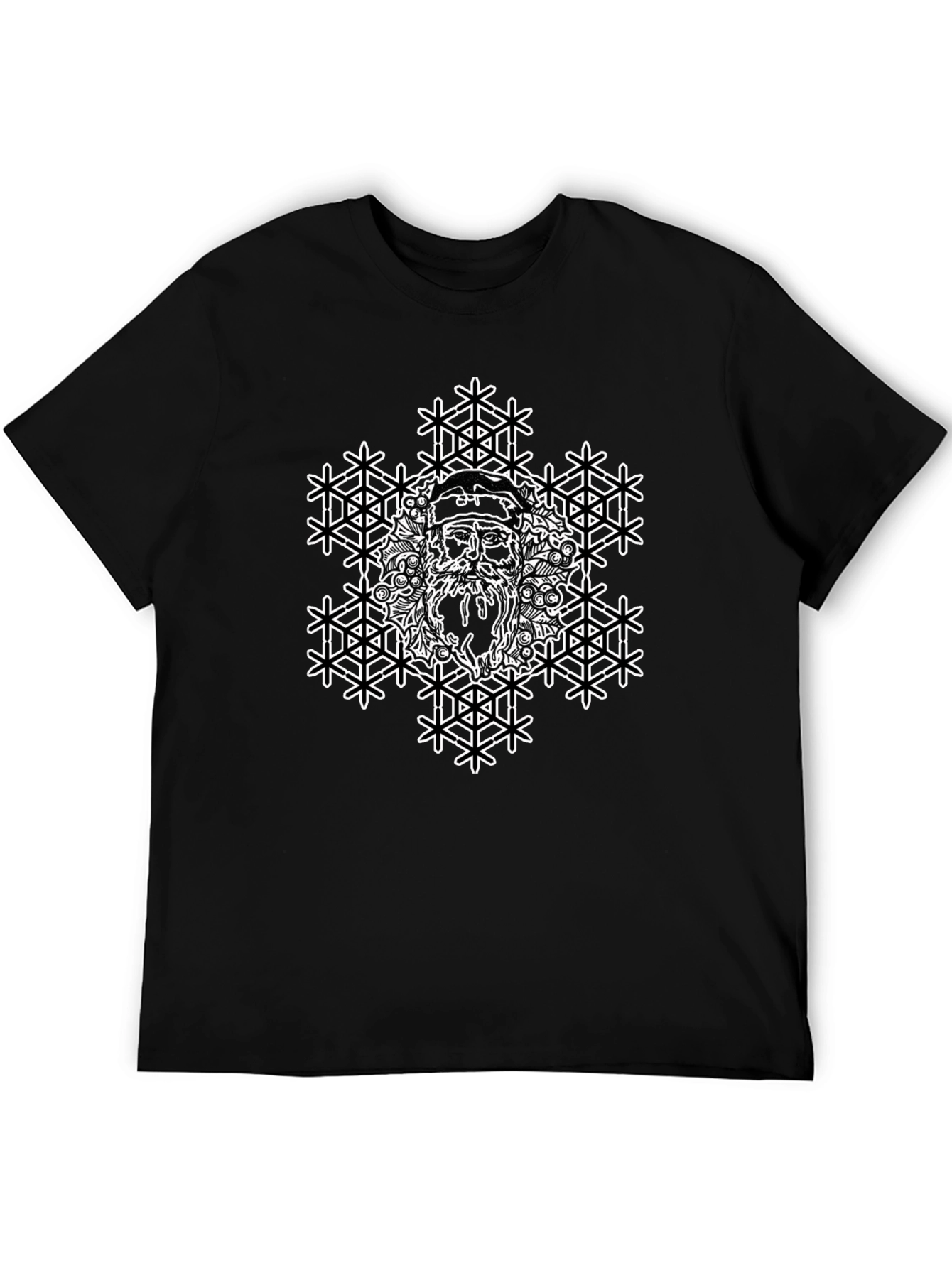 Santa Snowflake Graphic Tee - Black