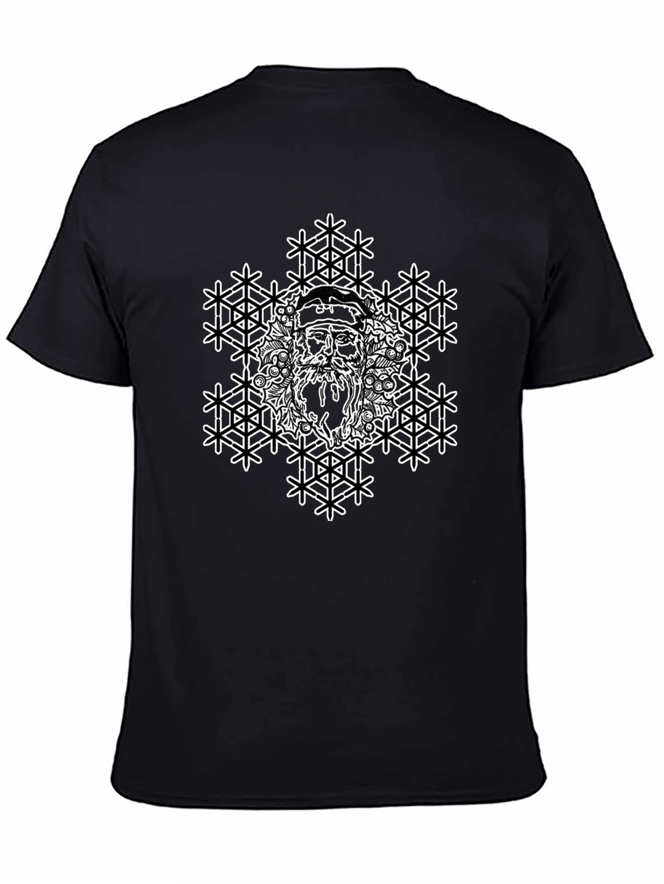 Santa Snowflake Graphic Tee - Black