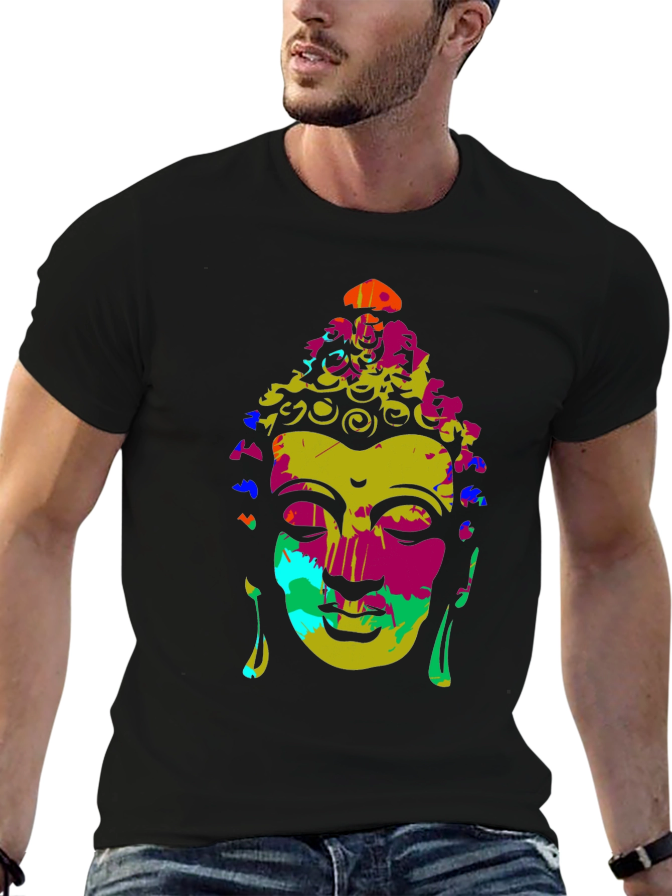 Colorful Buddha Graphic T-Shirt