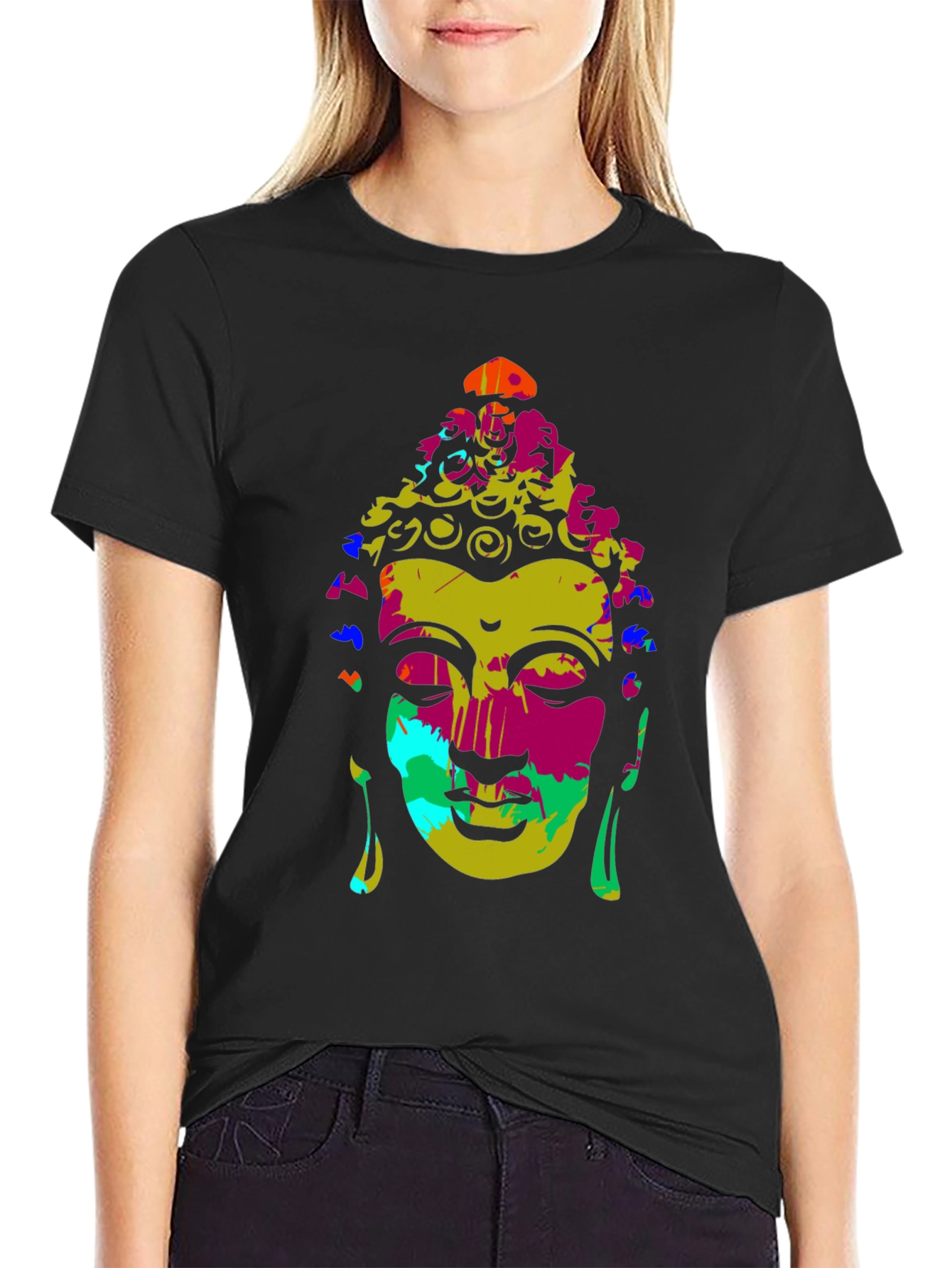 Colorful Buddha Graphic T-Shirt