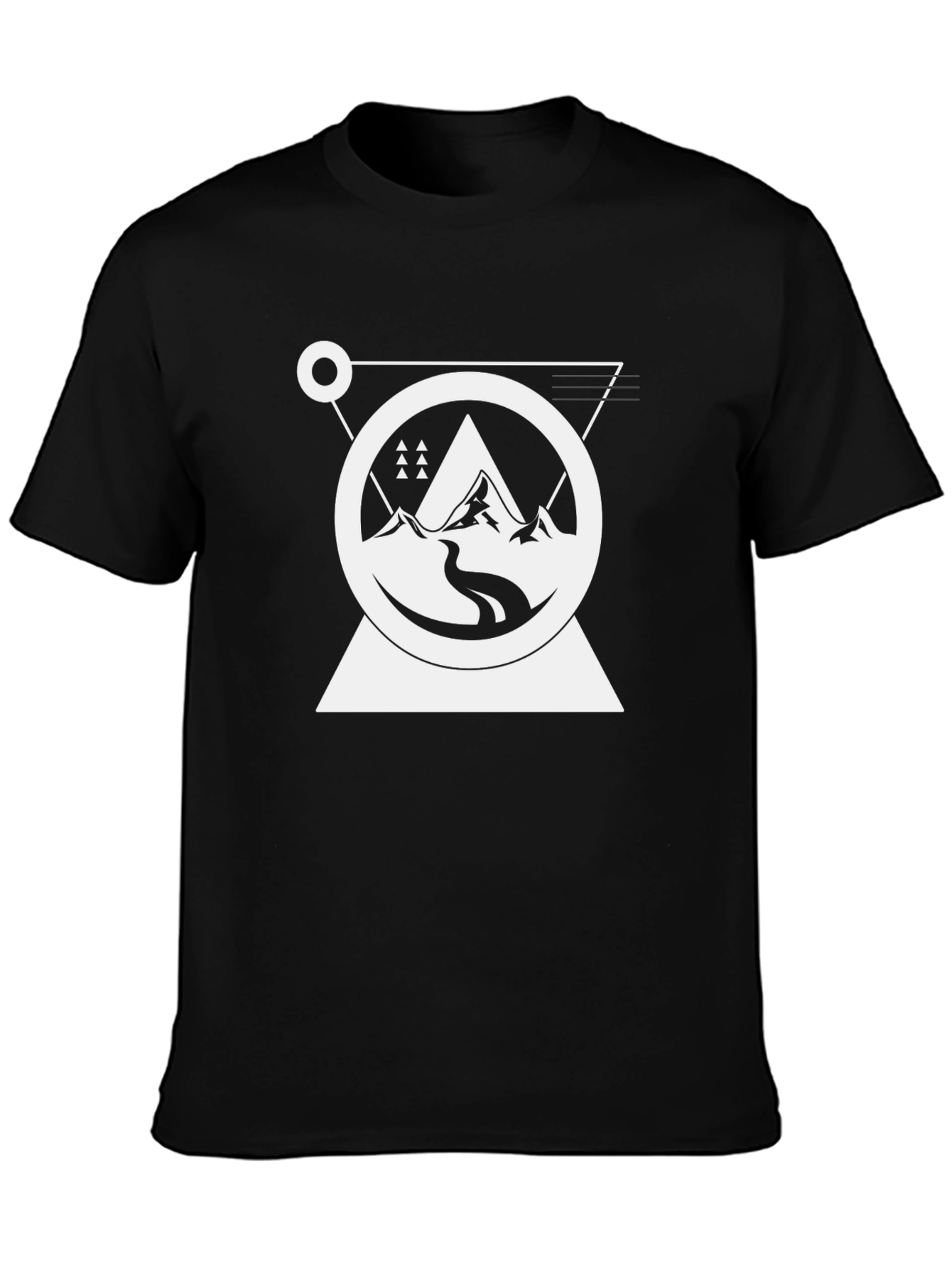 Geometric Mountain Graphic Tee - Black