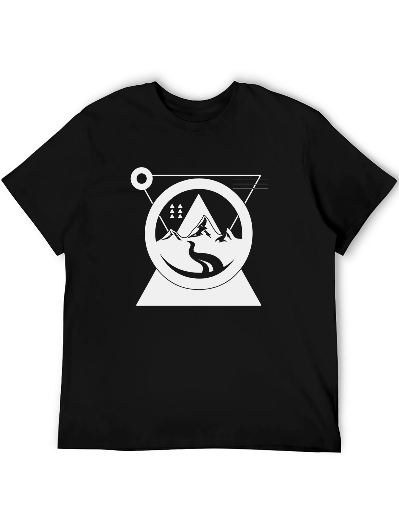 Geometric Mountain Graphic Tee - Black