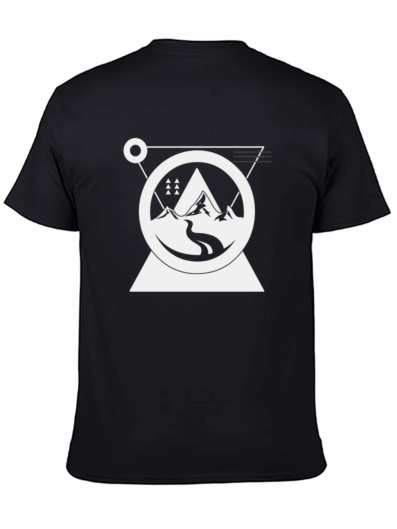 Geometric Mountain Graphic Tee - Black