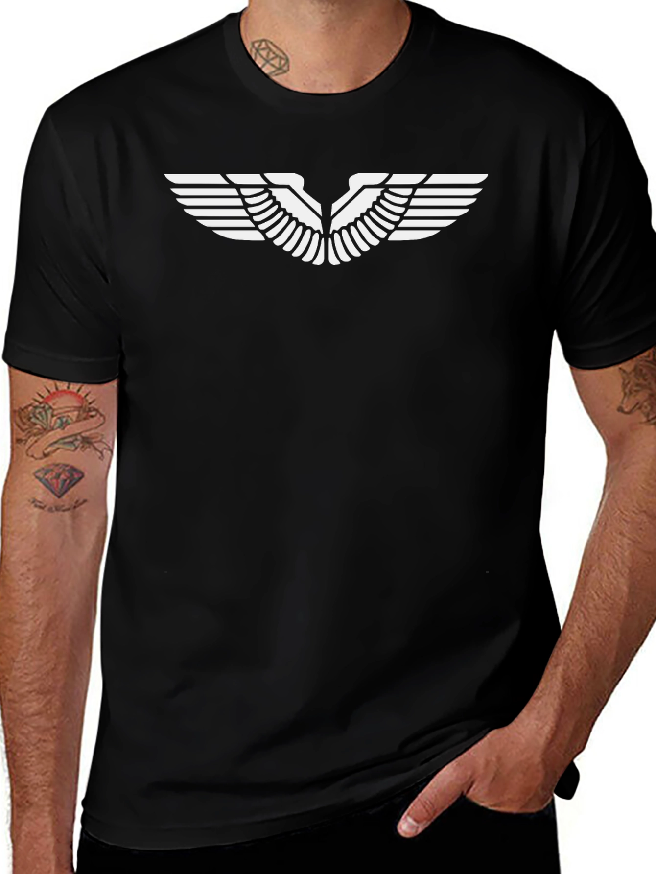 Winged Graphic Tee - Stylish Black Cotton T-Shirt