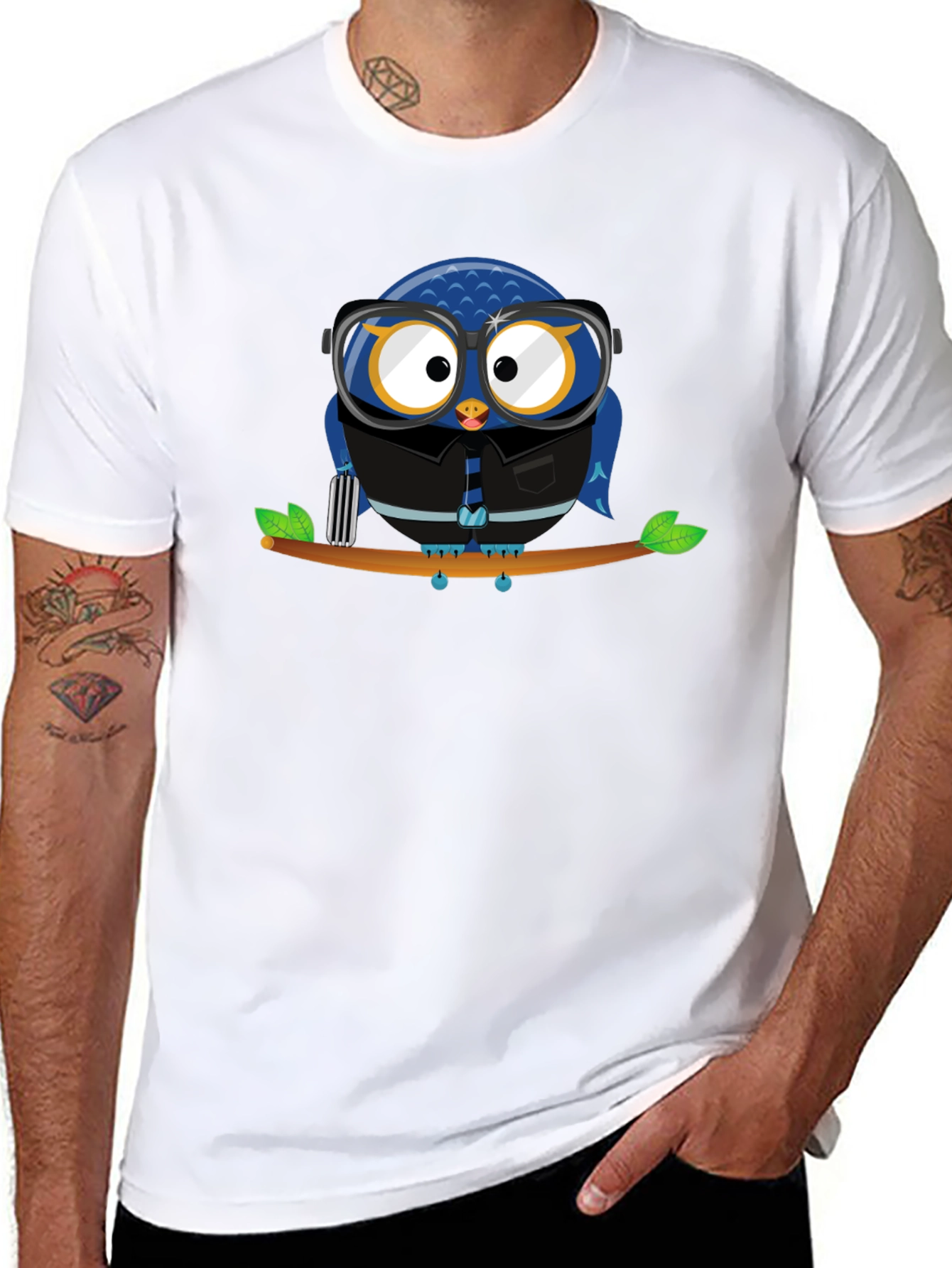 Owl Lover Graphic Tee - Black Cotton T-Shirt