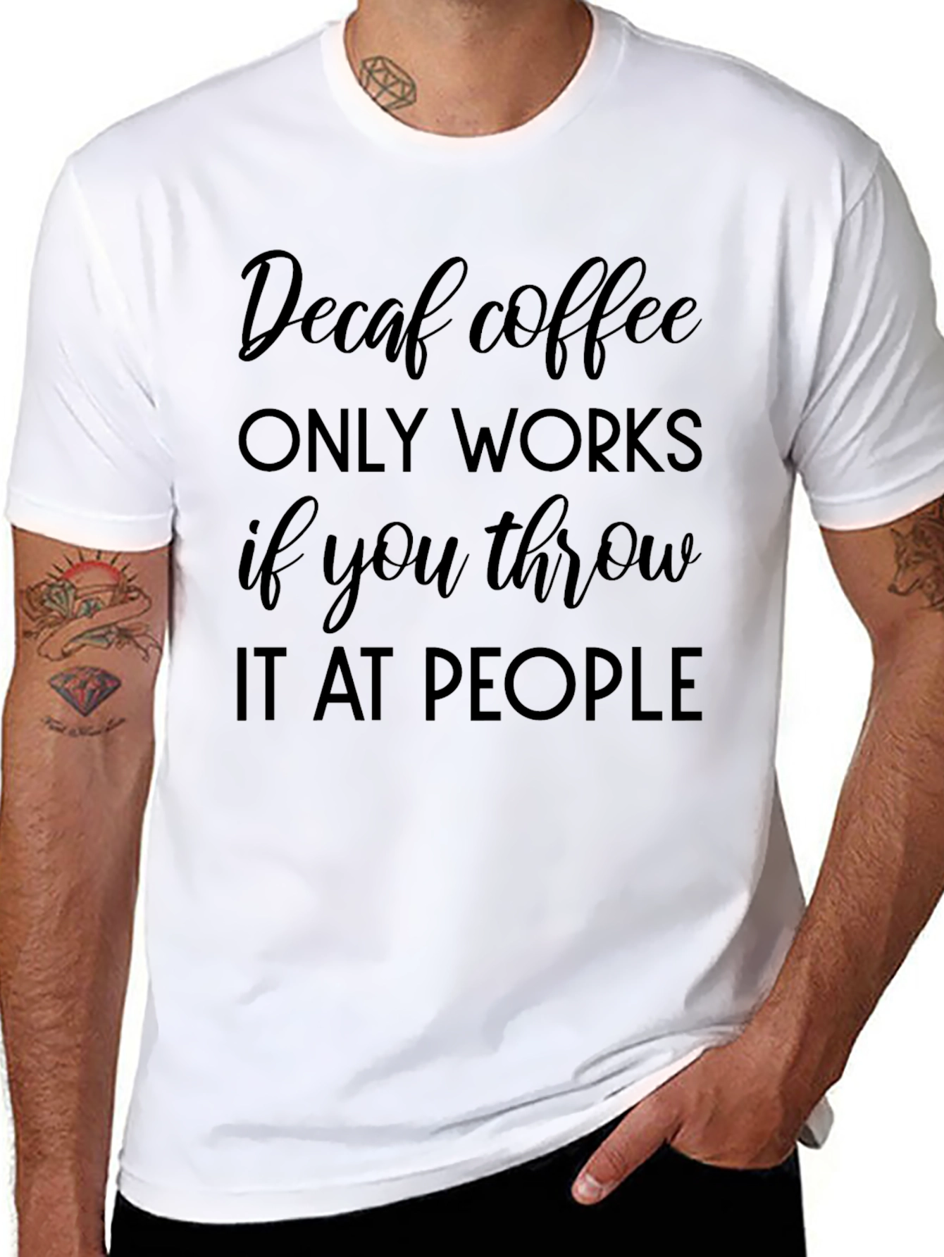 Funny Decaf Coffee Throwing T-Shirt