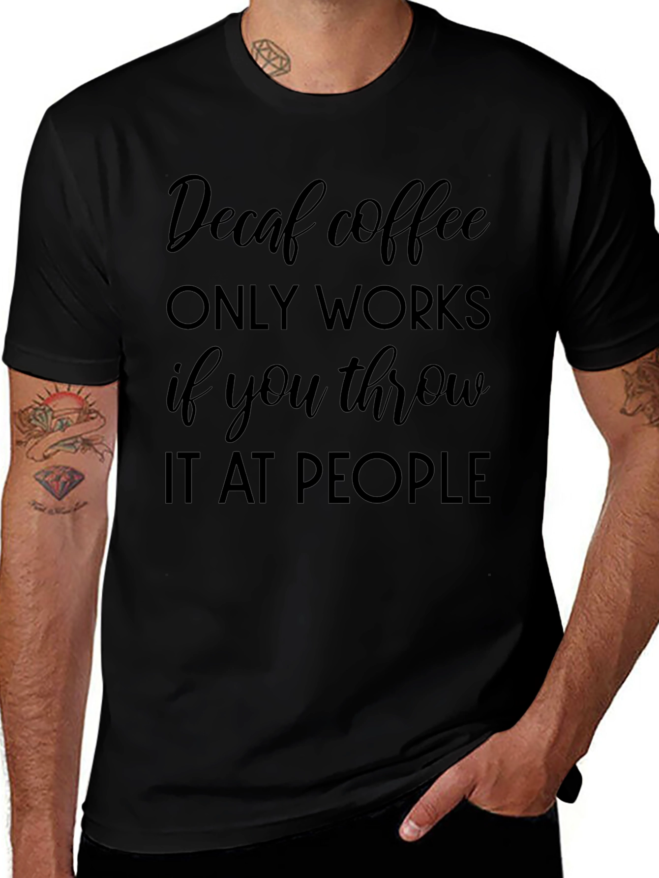 Funny Decaf Coffee Throwing T-Shirt