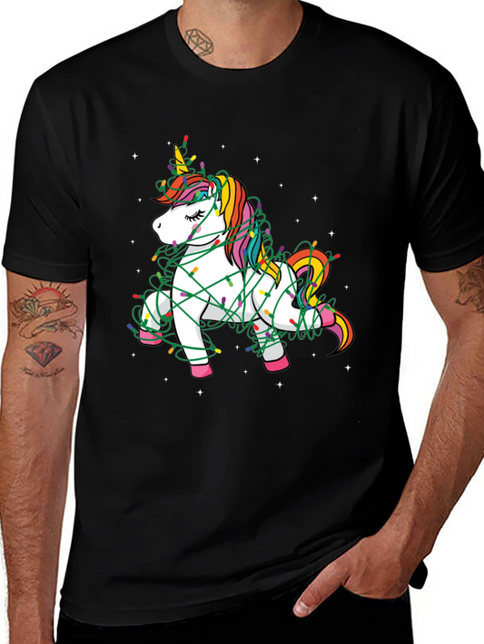 Unicorn Christmas Lights T-Shirt - Festive Holiday Tee