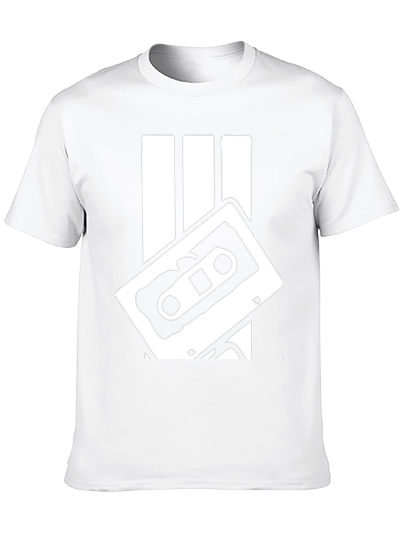 Retro Cassette Tape Graphic Tee - Black Cotton Blend