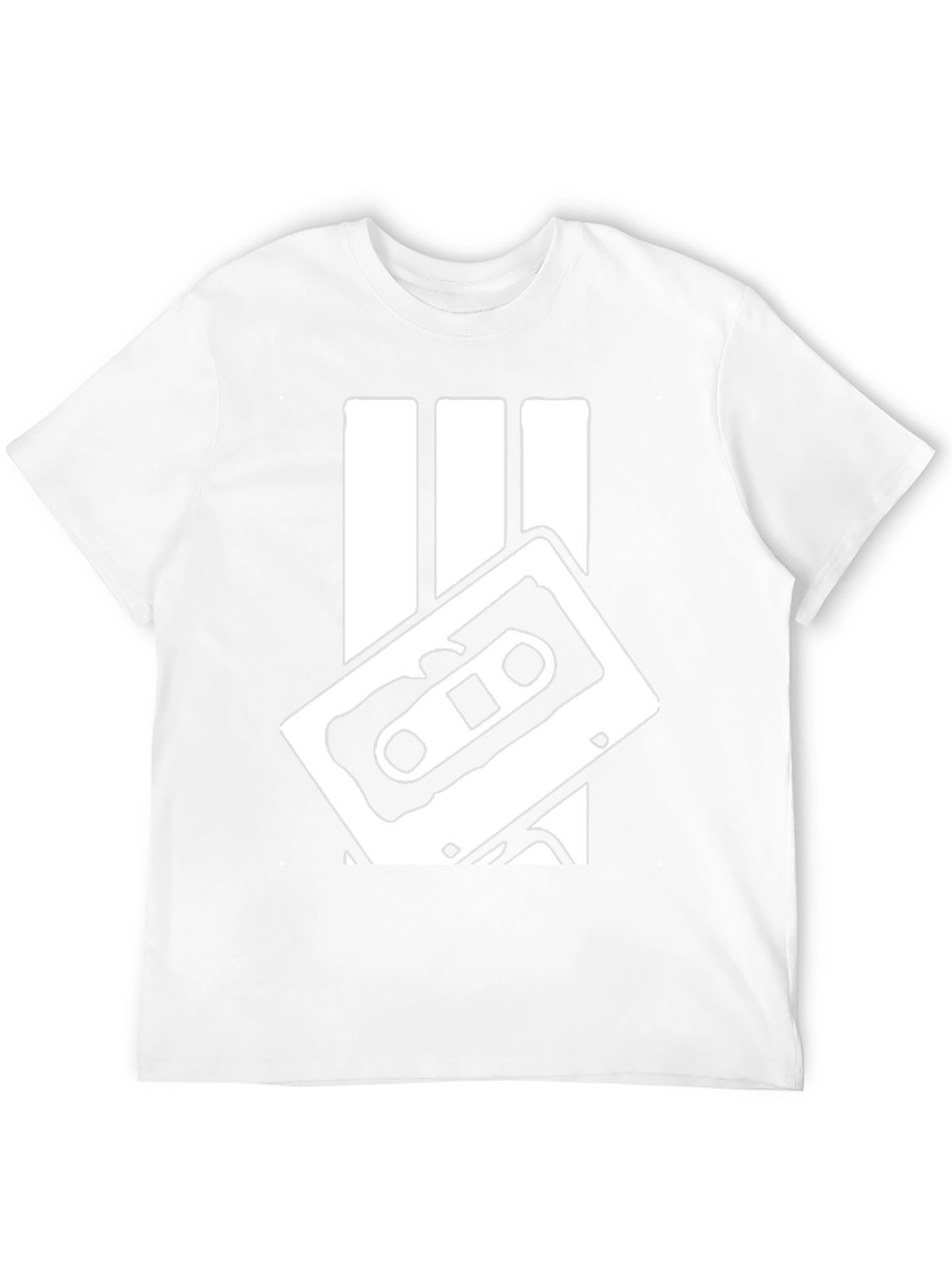Retro Cassette Tape Graphic Tee - Black Cotton Blend