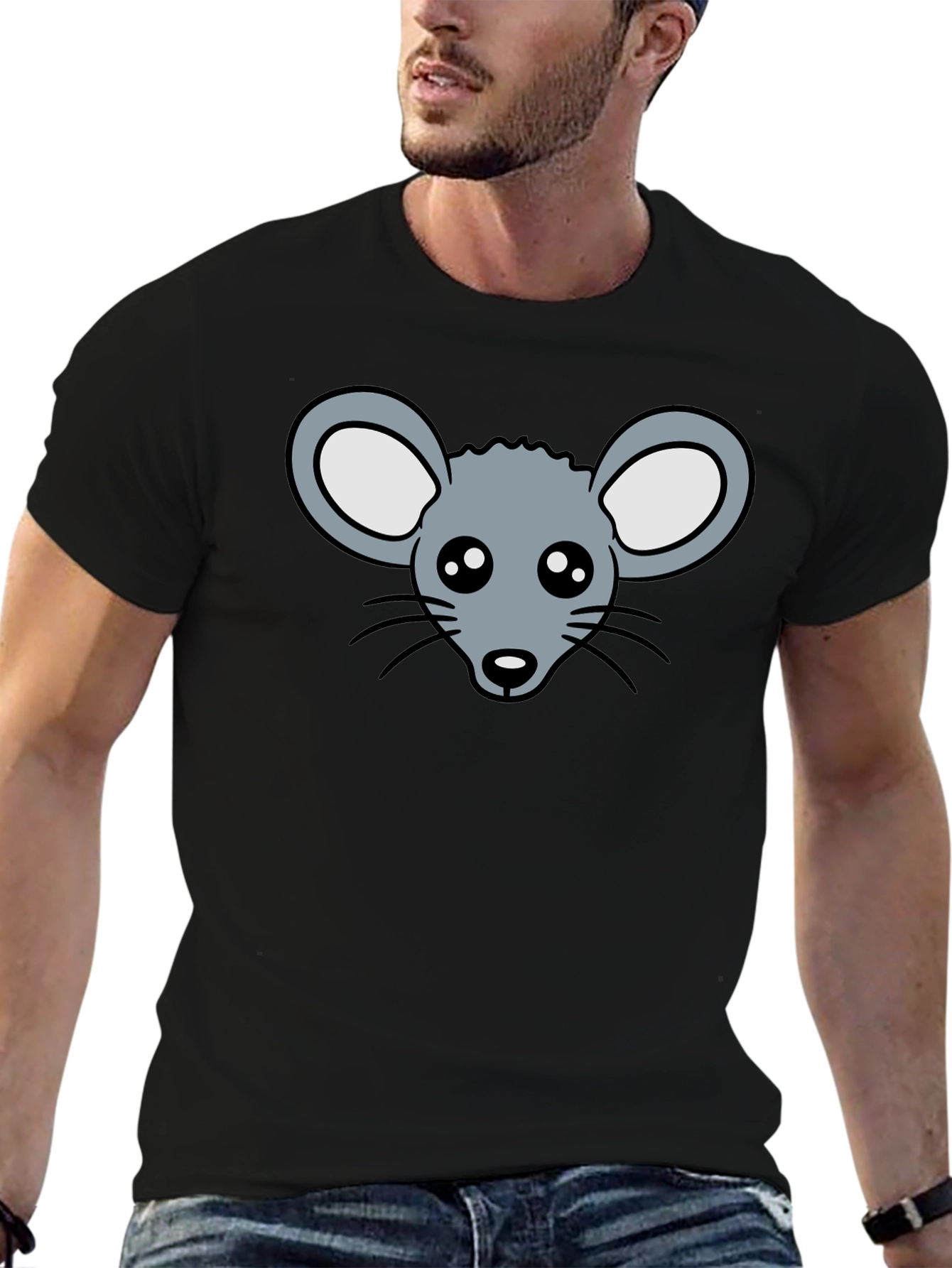 Cute Mouse Graphic T-Shirt - Black Cotton Tee