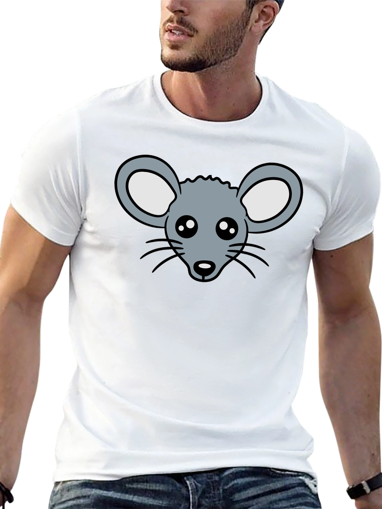 Cute Mouse Graphic T-Shirt - Black Cotton Tee