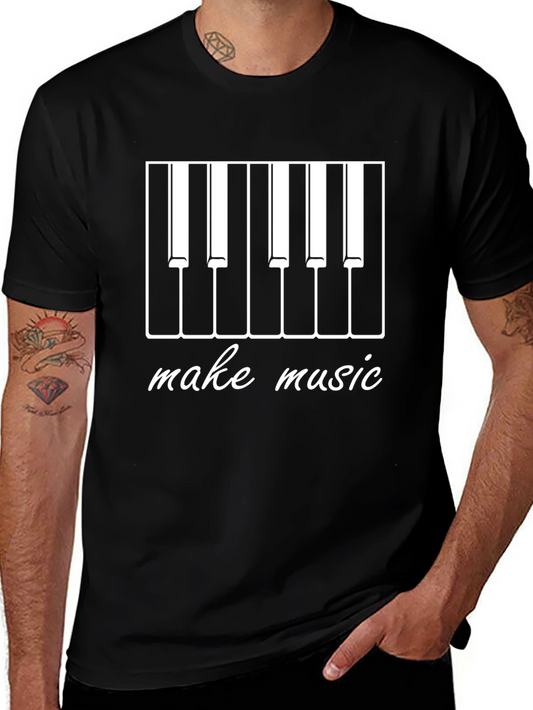 Make Music Piano Keys Graphic Tee - Black Cotton