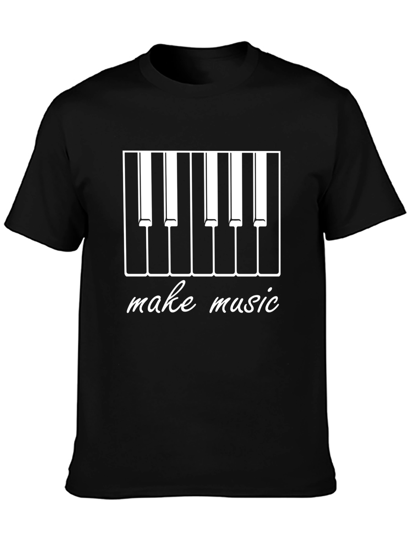Make Music Piano Keys Graphic Tee - Black Cotton