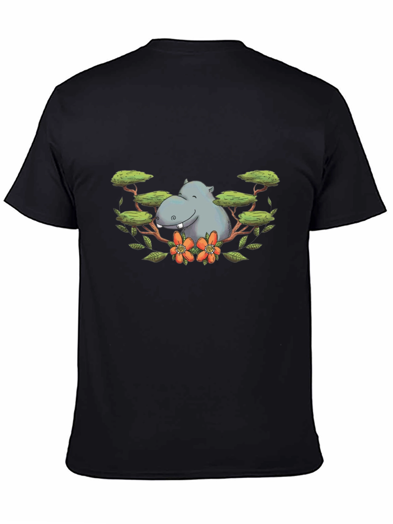 Hippo Graphic Print Black T-Shirt