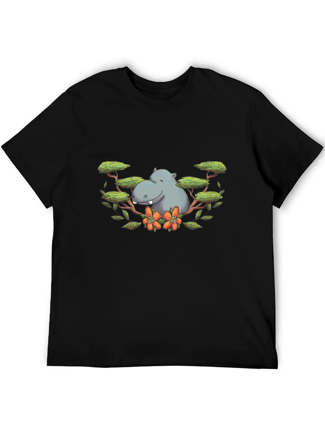 Hippo Graphic Print Black T-Shirt