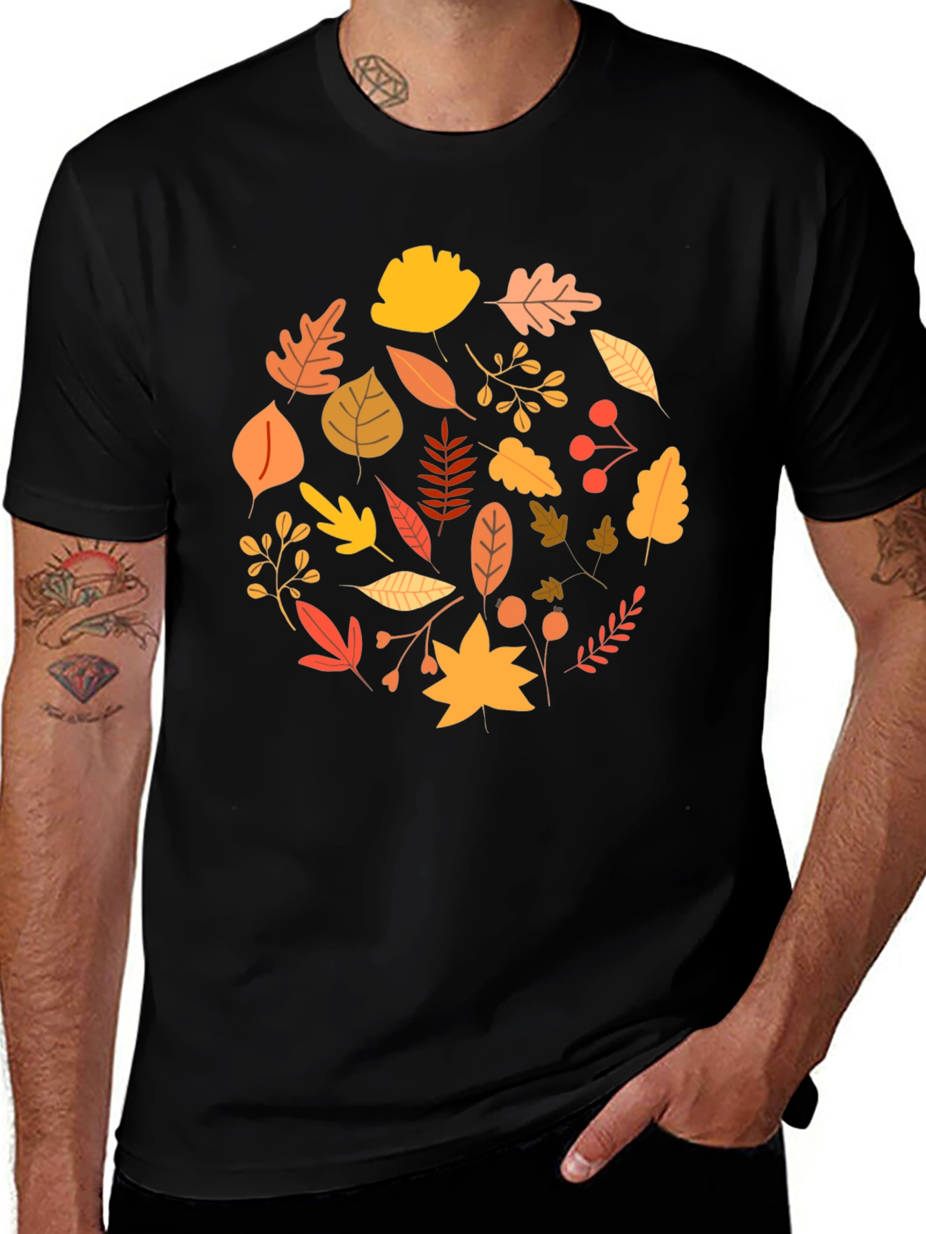 Autumn Leaves Graphic Tee - Black