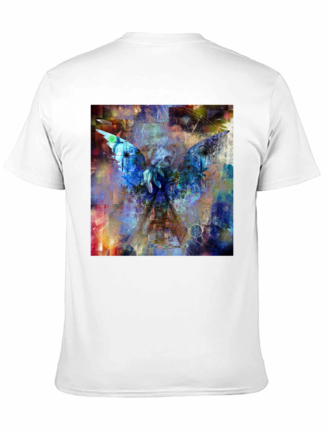 Abstract Angel Wings Graphic Black T-Shirt