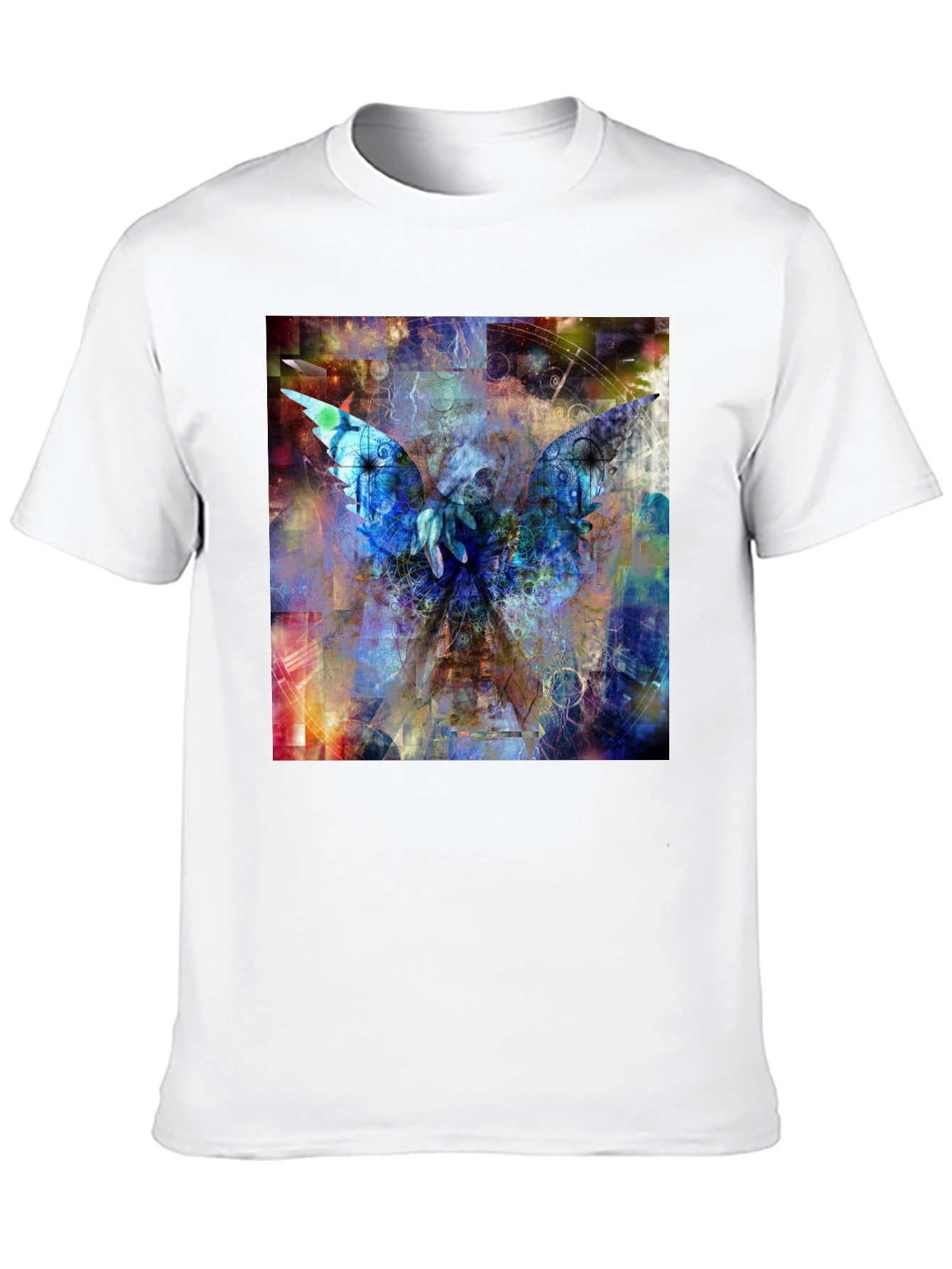 Abstract Angel Wings Graphic Black T-Shirt