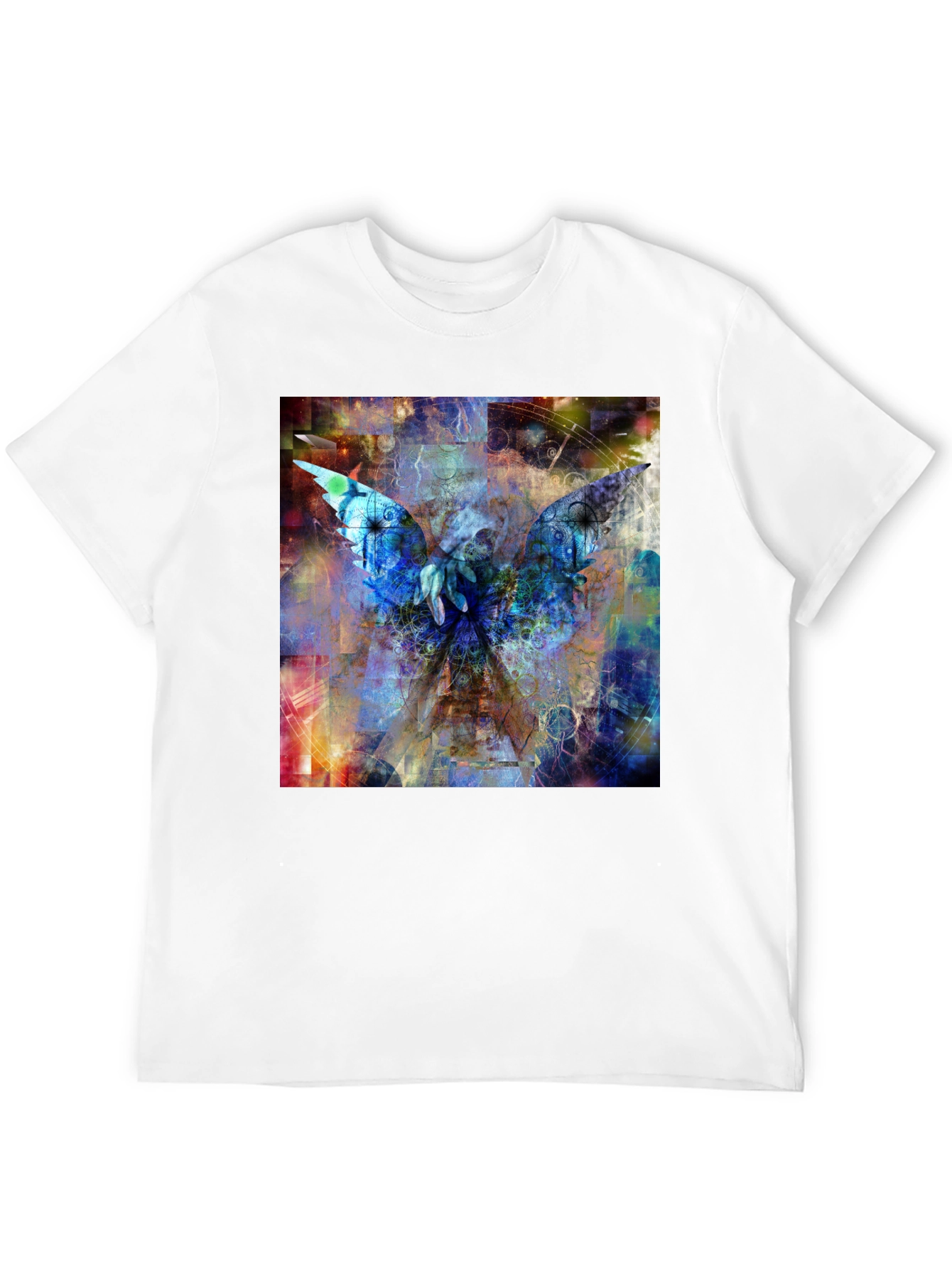 Abstract Angel Wings Graphic Black T-Shirt