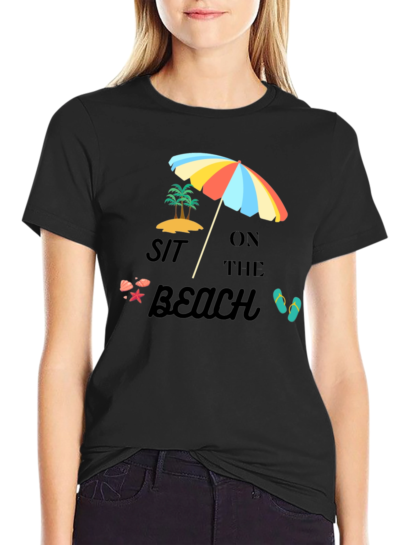 Sit on the Beach Black T-Shirt