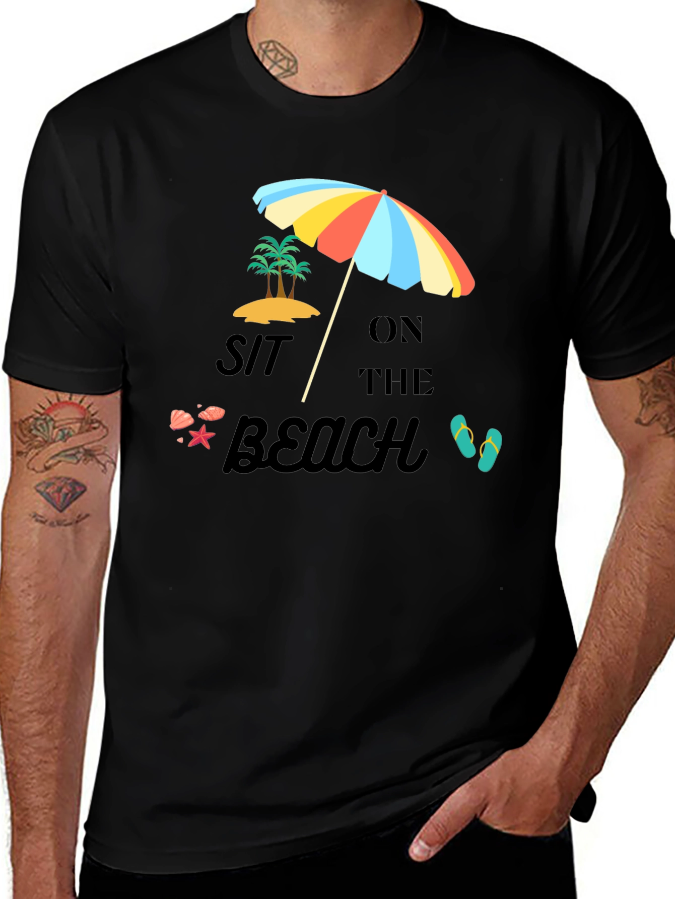 Sit on the Beach Black T-Shirt
