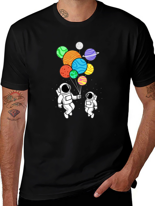 Astronaut Planet Balloons Graphic Tee