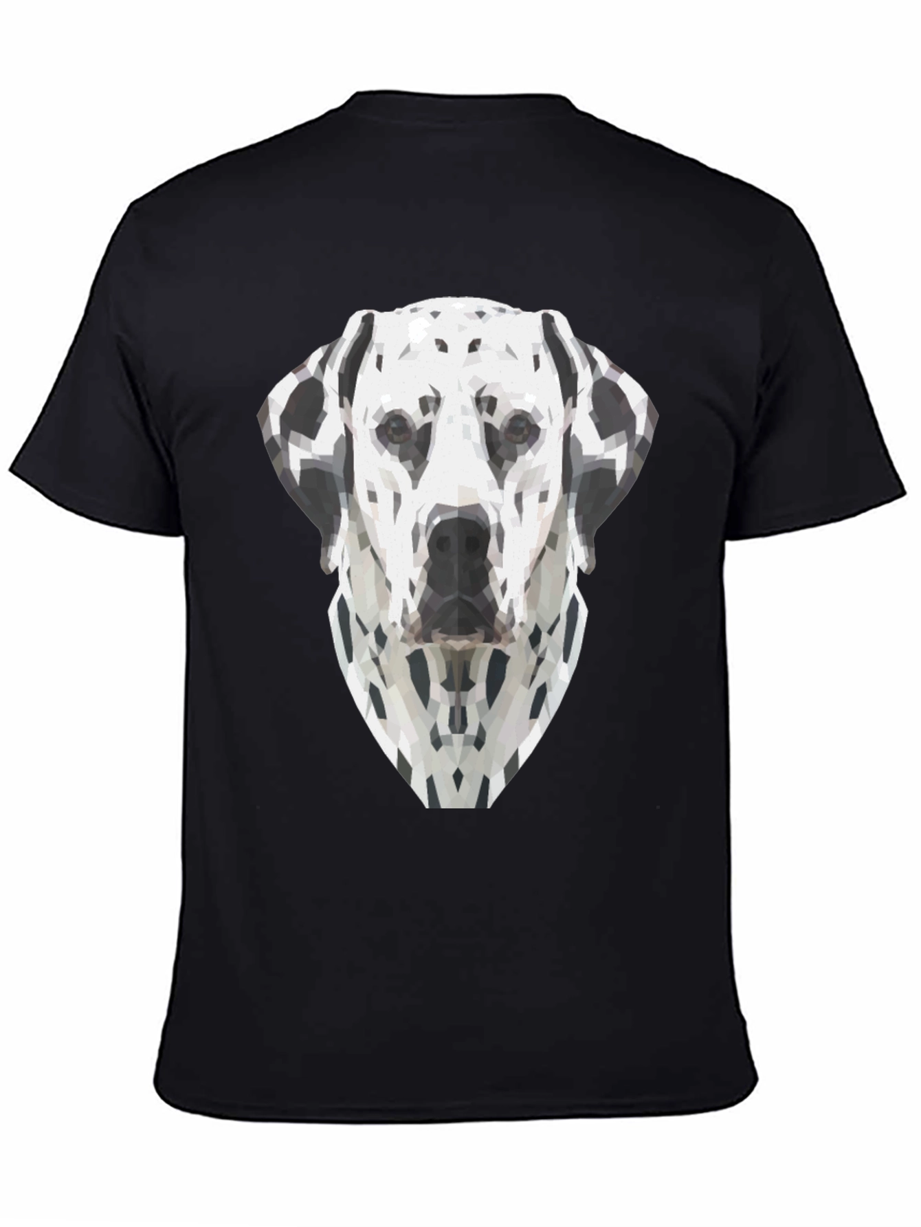 Geometric Dalmatian Dog Graphic Tee - Black