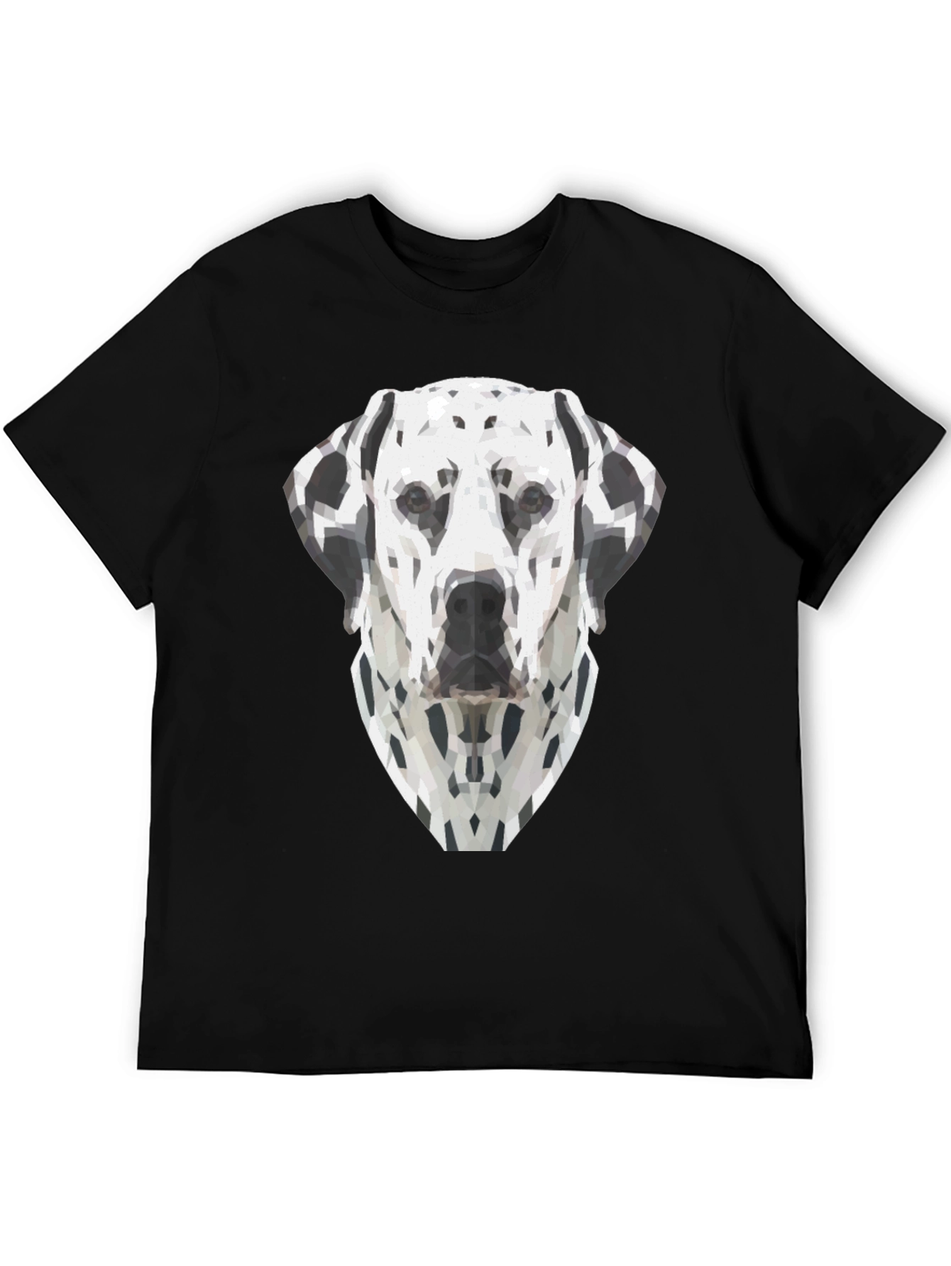 Geometric Dalmatian Dog Graphic Tee - Black