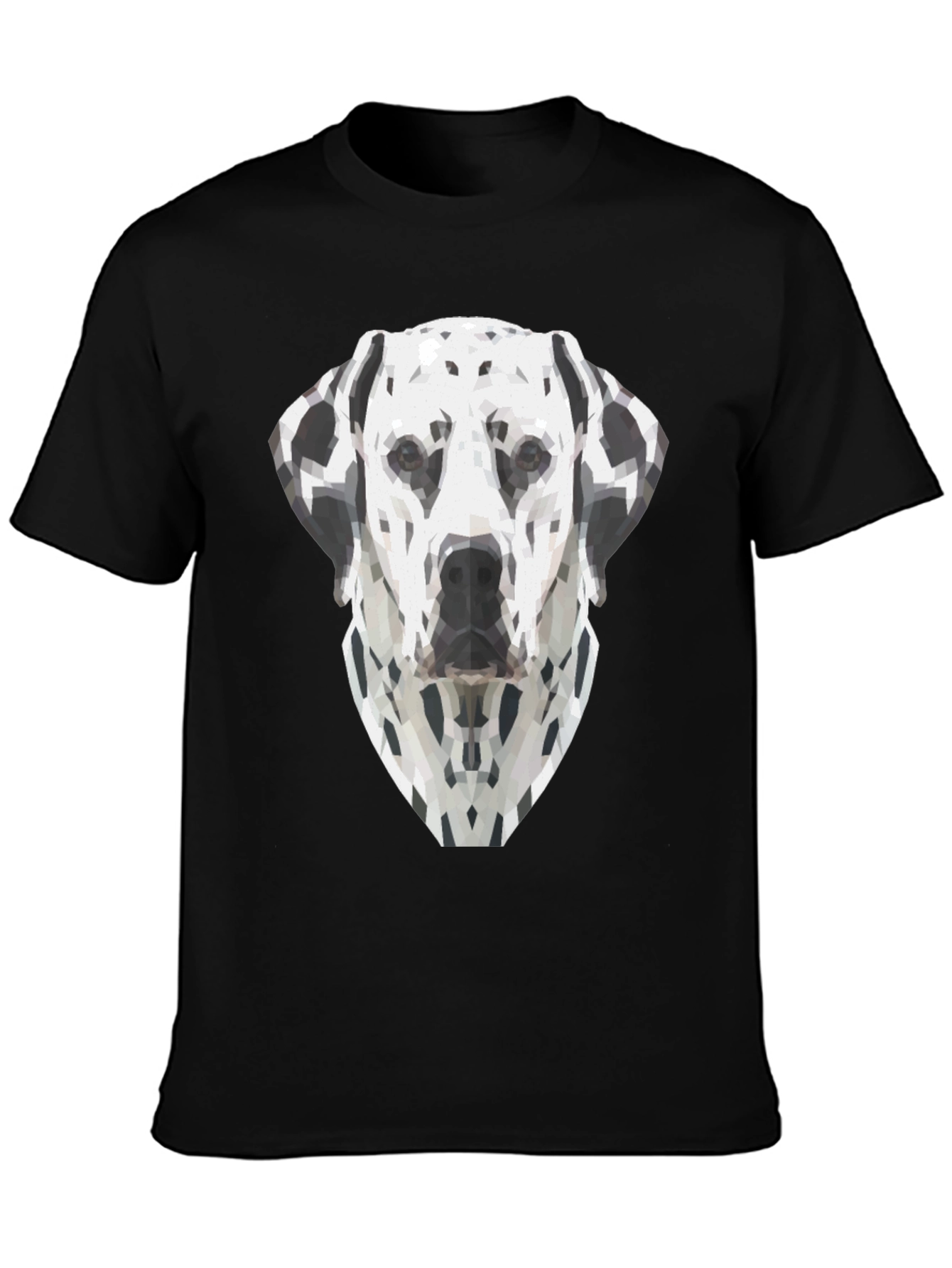 Geometric Dalmatian Dog Graphic Tee - Black