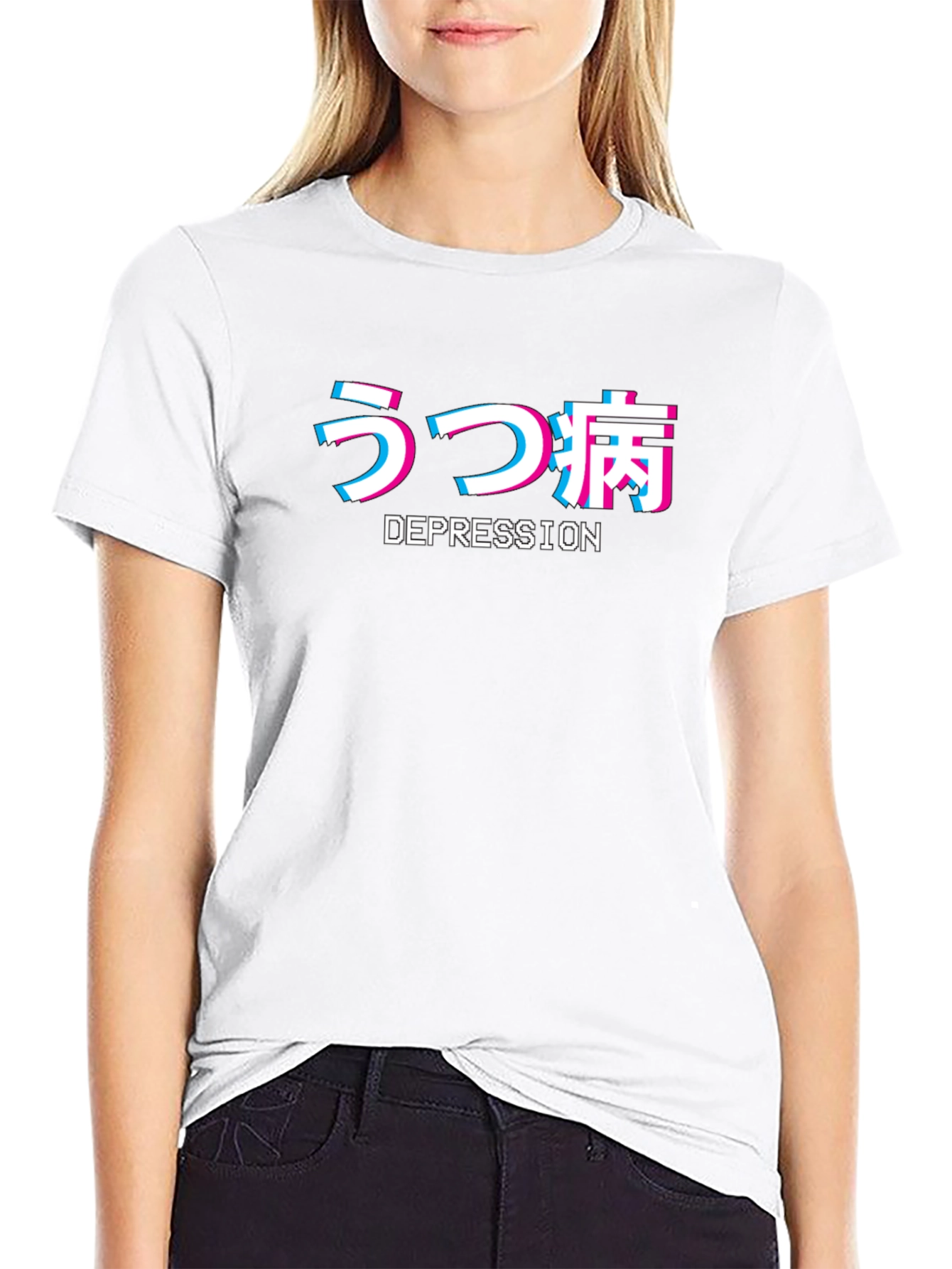 Depression Glitch Graphic Tee - Black