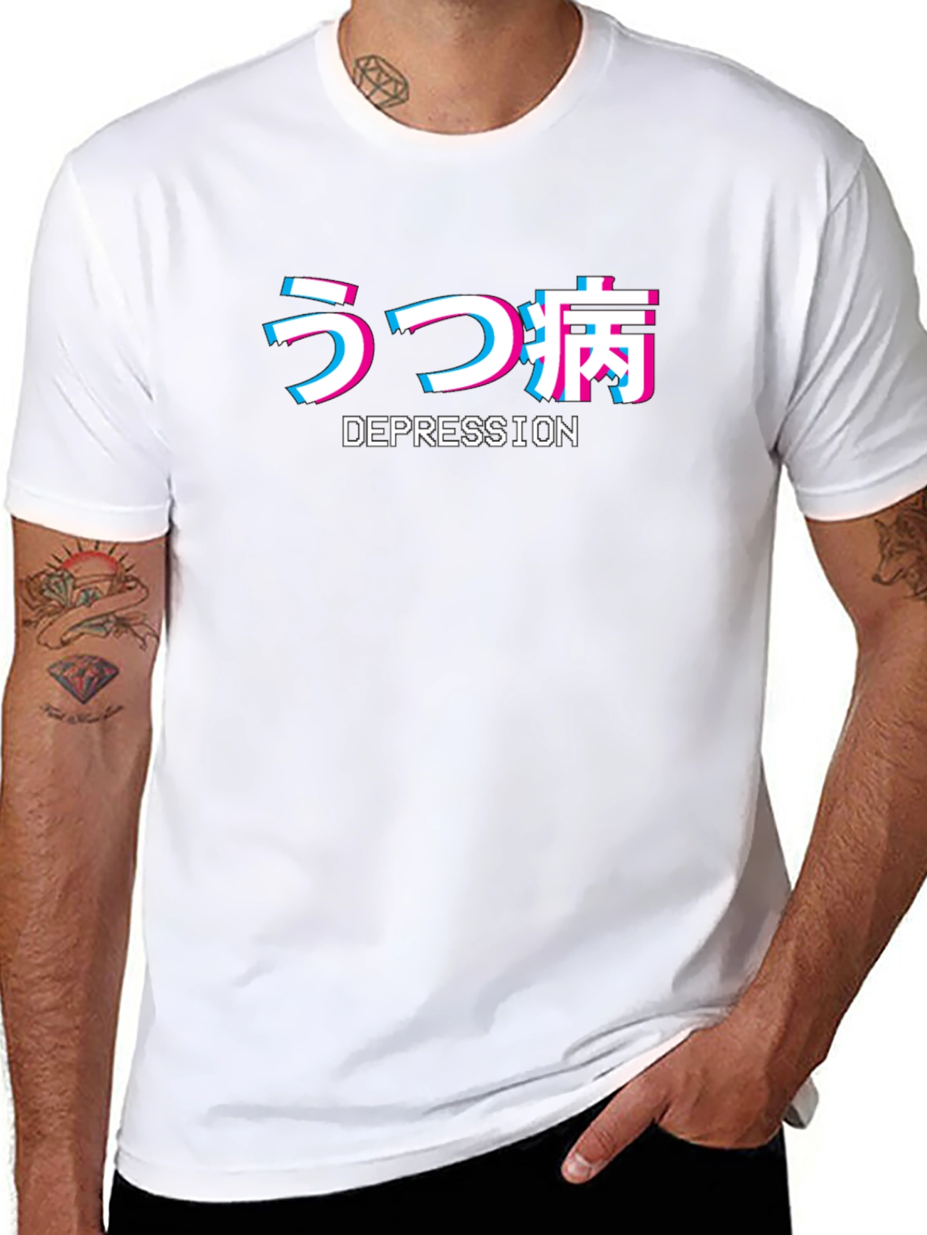 Depression Glitch Graphic Tee - Black