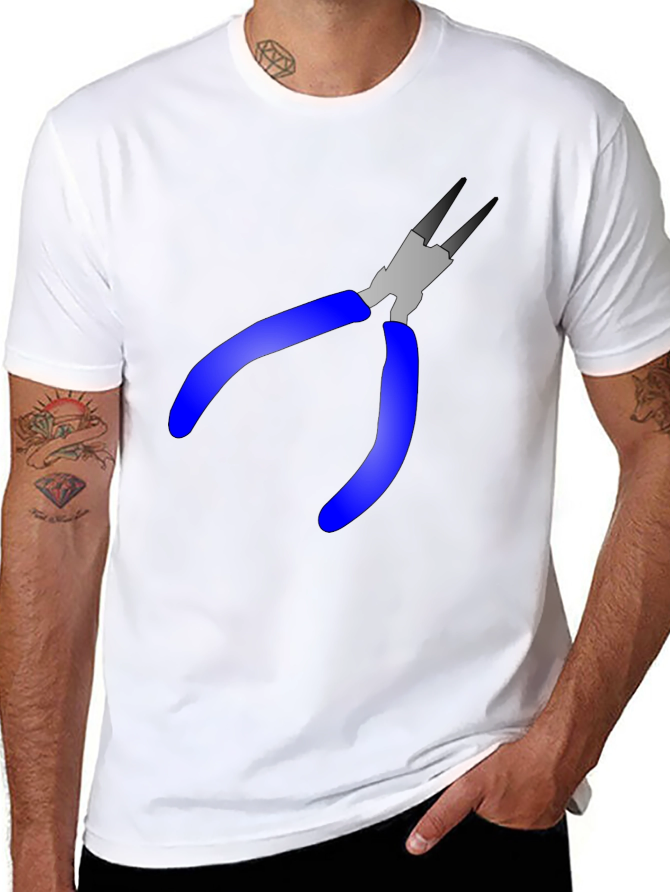 Pliers Graphic Tee - Black Cotton Blend T-Shirt