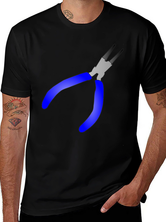 Pliers Graphic Tee - Black Cotton Blend T-Shirt