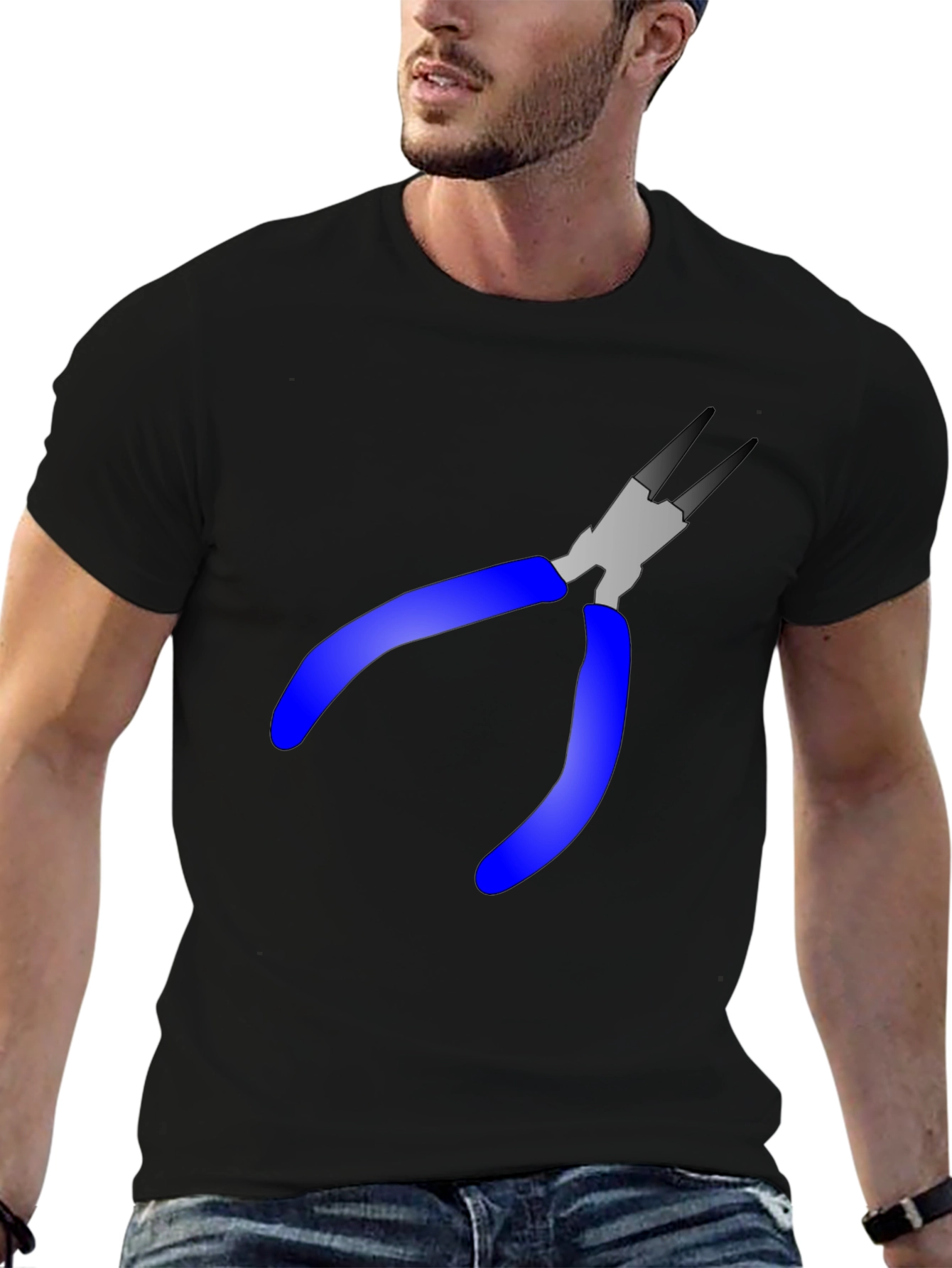 Pliers Graphic Tee - Black Cotton Blend T-Shirt