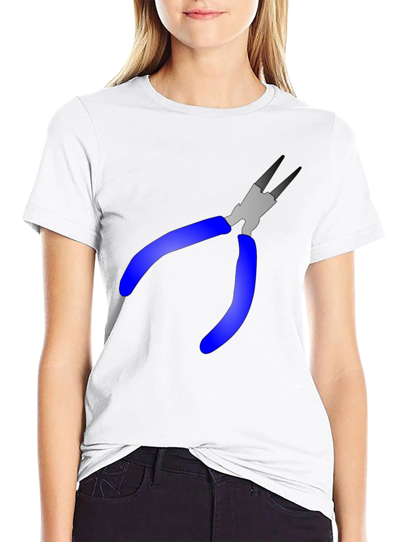 Pliers Graphic Tee - Black Cotton Blend T-Shirt