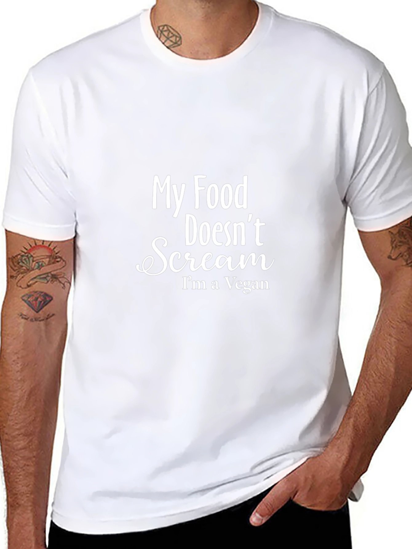 Vegan Slogan T-Shirt - My Food Doesnt Scream