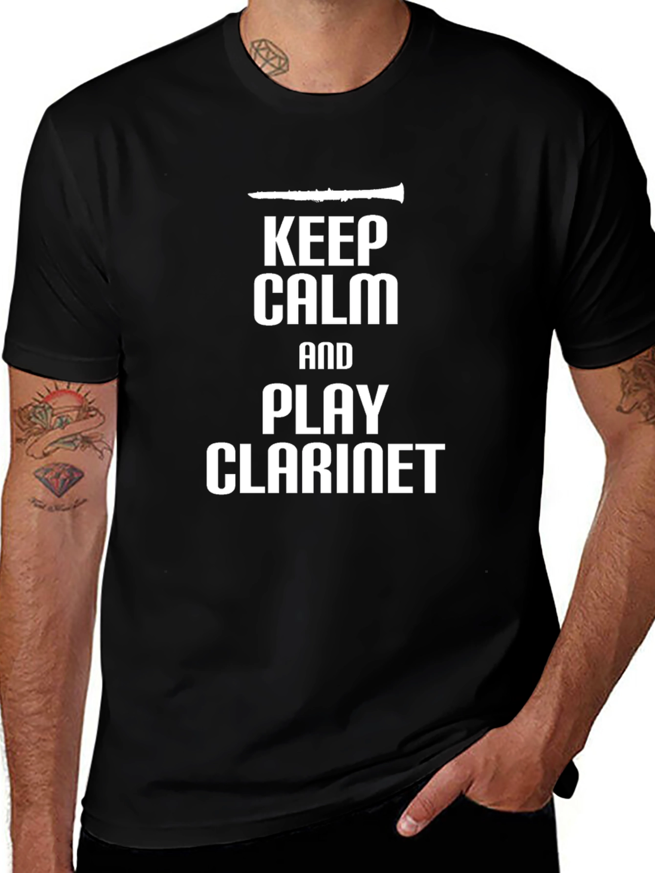 Keep Calm and Play Clarinet Black T-Shirt