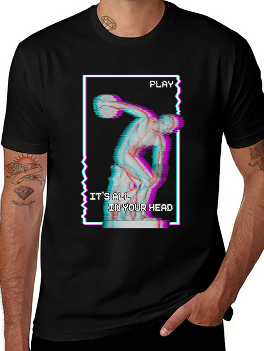 Glitch Art Discobolus Graphic Tee - Its All in Your Head