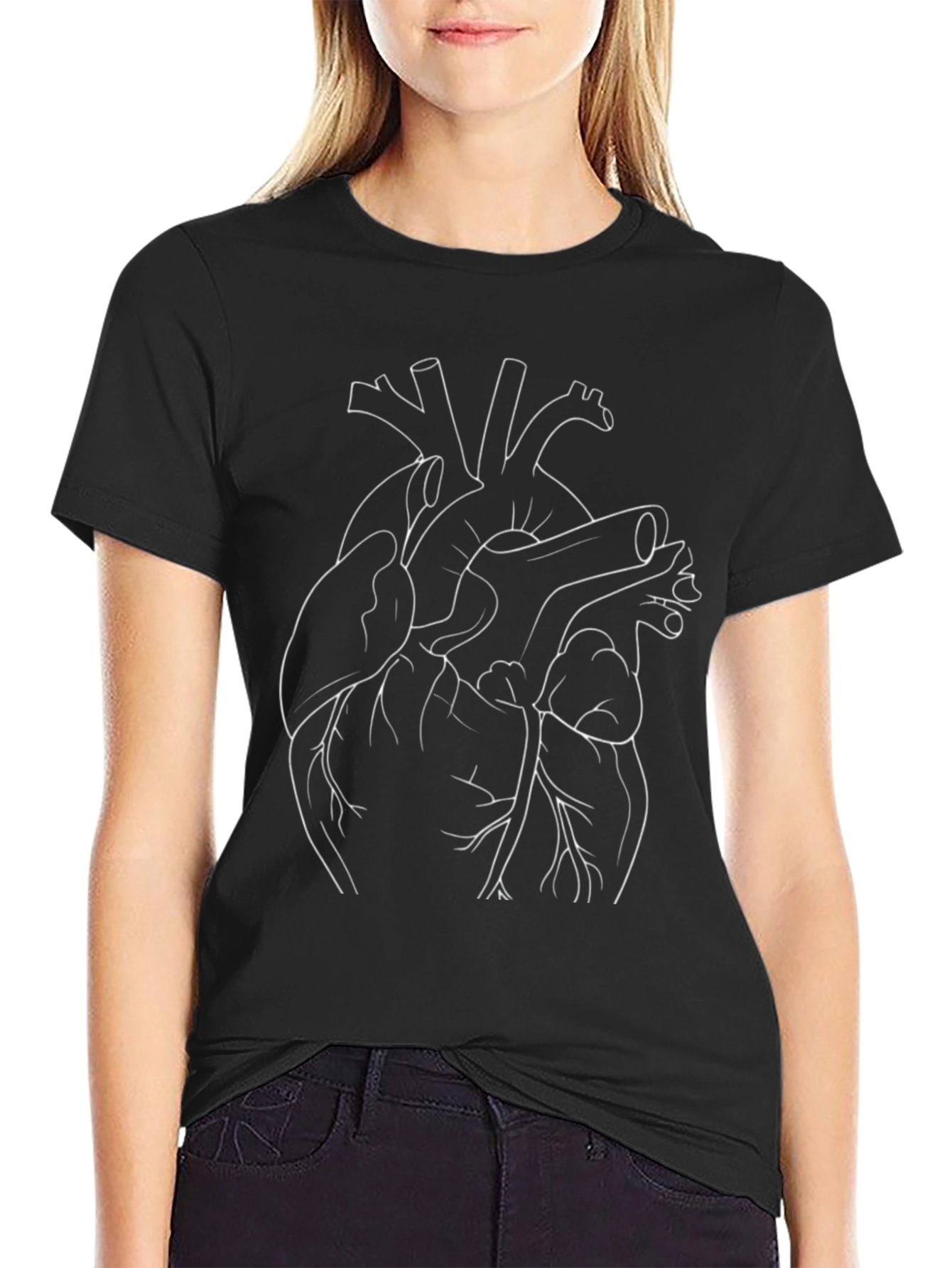 Anatomical Heart Outline Graphic T-Shirt