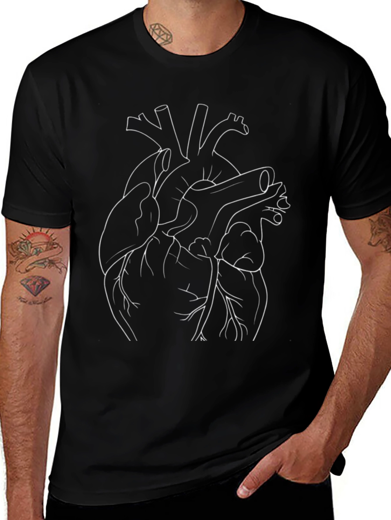 Anatomical Heart Outline Graphic T-Shirt