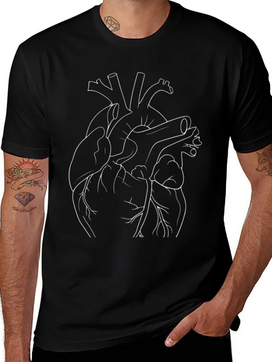 Anatomical Heart Outline Graphic T-Shirt
