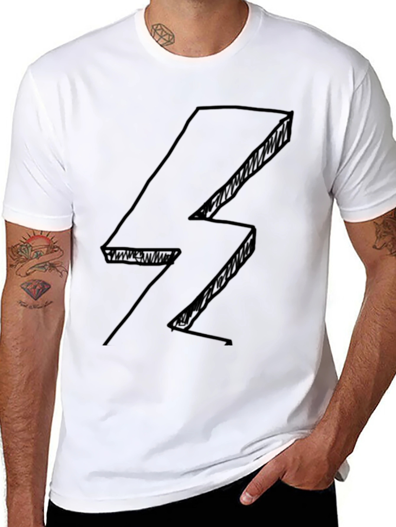Abstract Lightning Bolt Black T-Shirt