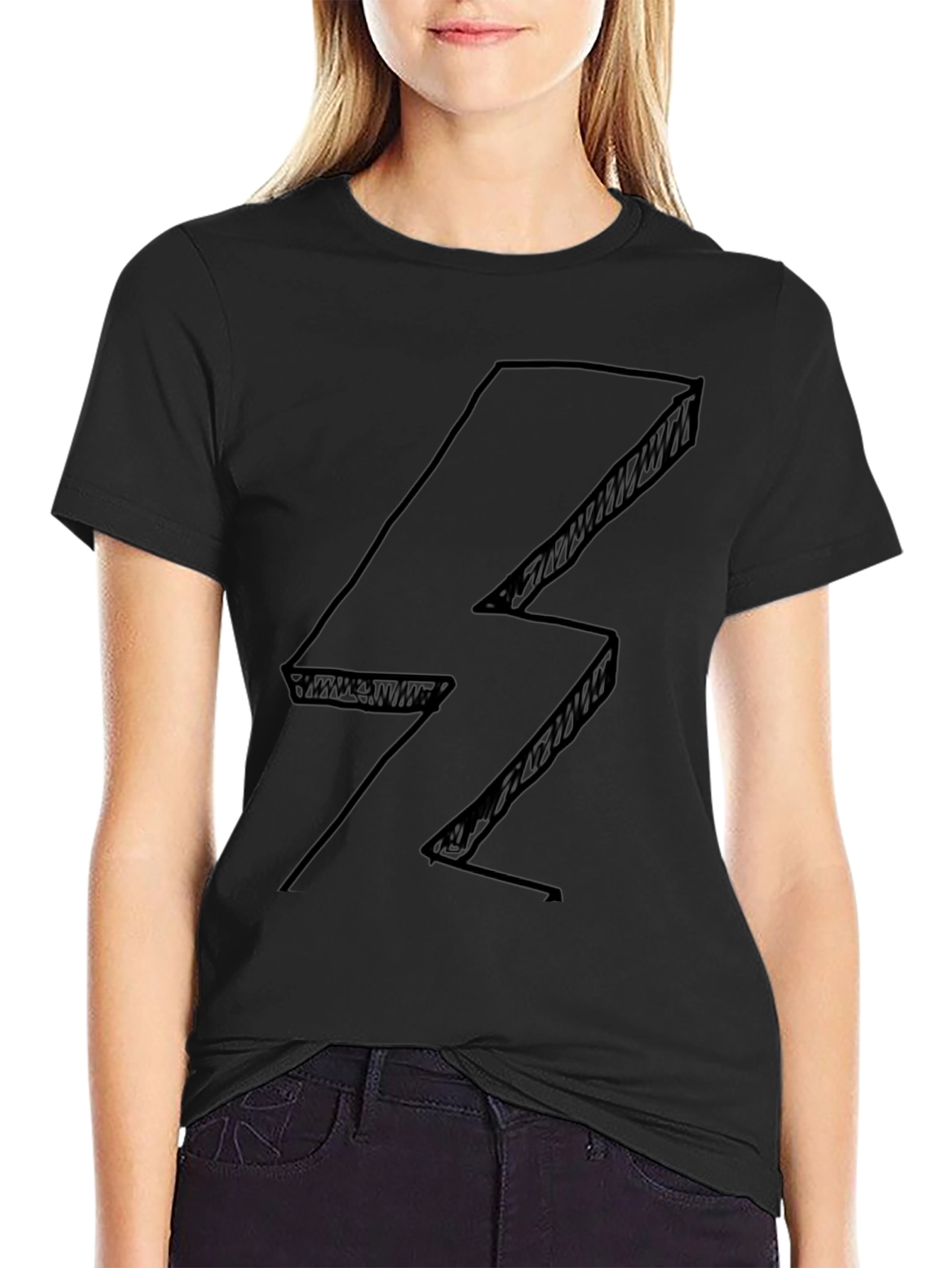 Abstract Lightning Bolt Black T-Shirt