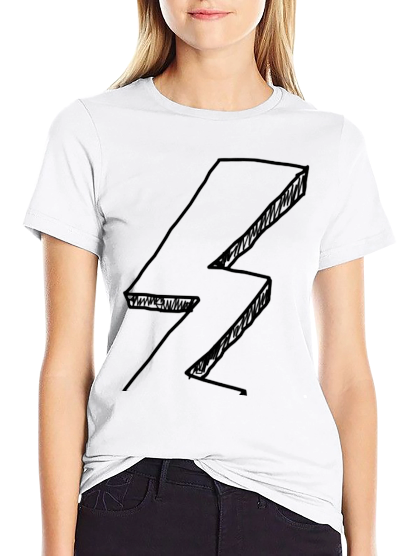 Abstract Lightning Bolt Black T-Shirt